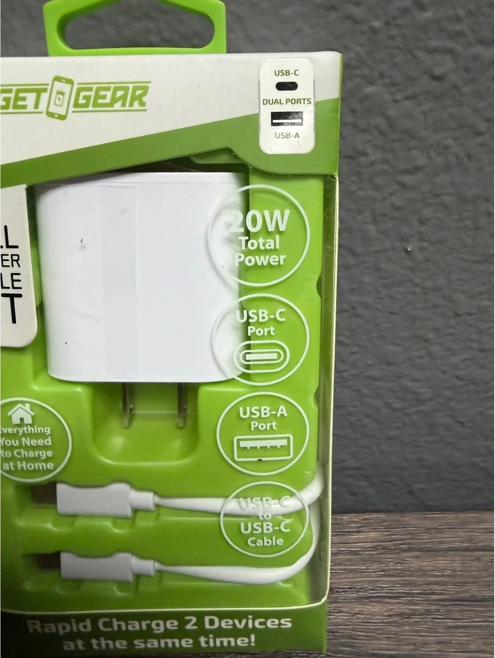 20W USB-C Wall Charger Block & 3ft USB-C to USB-C Fast Charging Cable Set White